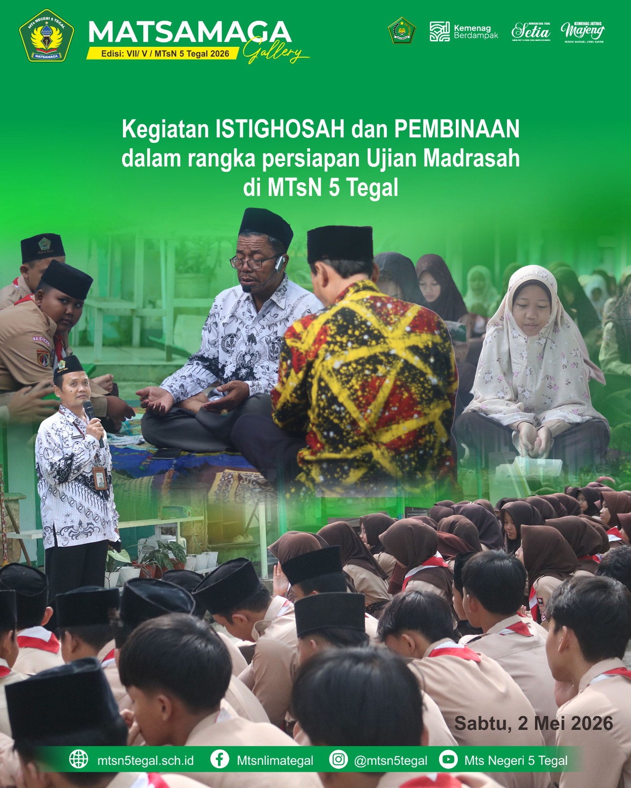 Jelang Ujian Madrasah, MTsN 5 Tegal Adakan Istighosah dan Pembinaan Siswa