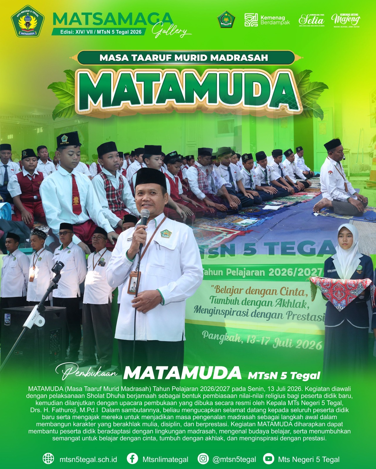 MTsN 5 Tegal Resmi Awali MATAMUDA 2026, Murid Baru Antusias Ikuti Hari Pertama