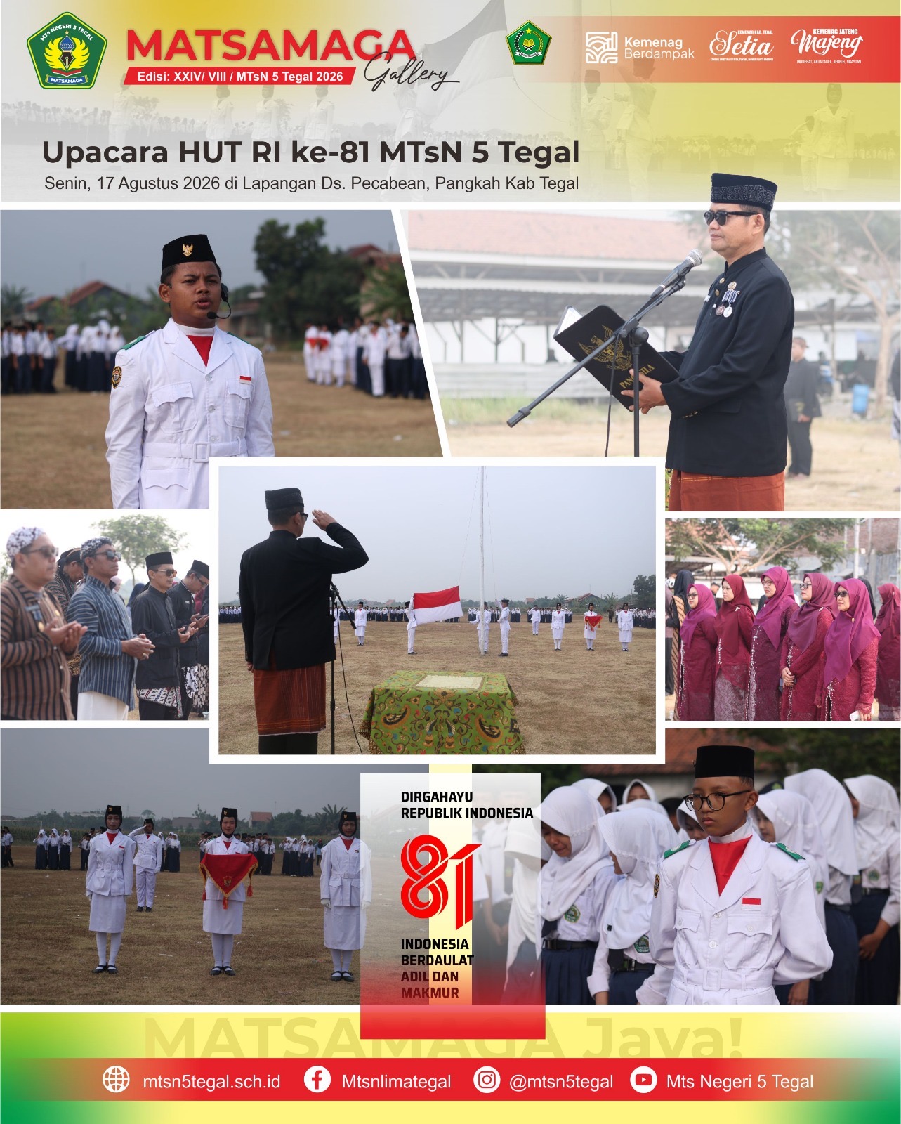 Semangat Merah Putih Membara, MTsN 5 Tegal Khidmat Ikuti Upacara Kemerdekaan